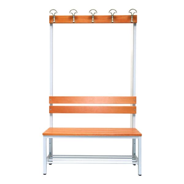SZ Metall Sitzbank 1 m, mit Hakenleiste-Garderobe und Schuhrost braun, 100x42x30 cm