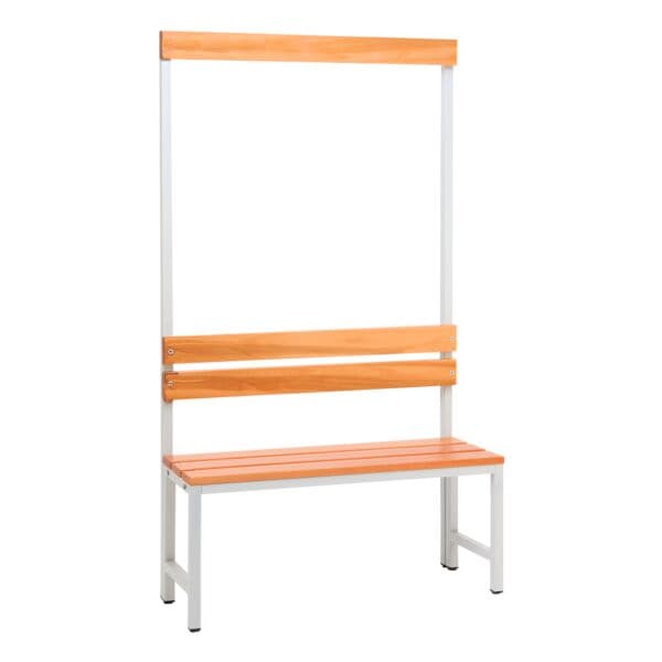 SZ Metall Sitzbank 1 m, mit Hakenleiste-Garderobe braun, 100x42x30 cm