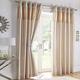 Boulevard Velvet Strip Eyelet Ring Top Curtains Fully Lined, Fabric, Oyster, 90 x 90-Inch