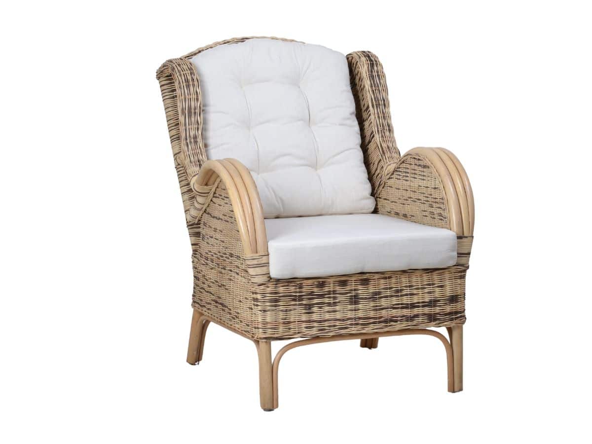 MiaMöbel Rattansessel 'Panama' honig-braun 100% Baumwolle, Rattan Landhaus