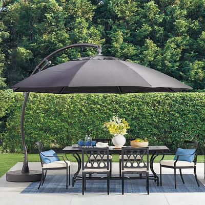 11-1/2' Outdoor Umbrella, European Round Side Mount Umbrella with Base, Heather Canopy, Bronze - Frontgate