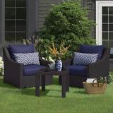 Three Posts™ Northridge 3 Piece Rattan Seating Group w/ Cushions Synthetic Wicker/All - Weather Wicker/Wicker/Rattan in Blue | Outdoor Furniture | Wayfair