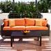 Three Posts™ Northridge 6 Piece Sofa Seating Group w/ Sunbrella Cushions Synthetic Wicker/All - Weather Wicker/Wicker/Rattan in Brown | Outdoor Furniture | Wayfair