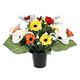 Homescapes Orange and Yellow Grave Flowers, Artificial Anemone Flowers, Graveside Flowers in Vase, 30 cm