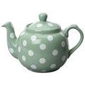 London Pottery Farmhouse Polka Dot Teapot with Infuser, Ceramic, Emerald/White Polka Dots, 4 Cups (1.2 Litre)