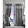 viceroy bedding PAIR OF VELVET STYLE DIAMANTE THERMAL BLACKOUT Eyelet Ring Top Curtains Including Pair of Matching TIE BACKS (46'' x 54'', Silver/Grey)