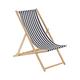 Harbour Housewares 1x Black/White Stripe Wooden Deck Chair Traditional FSC Wood Folding Adjustable Garden/Beach Sun Lounger Recliner