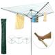 KingMakers 60M Premium Heavy Duty 4 Arm Outdoor Rotary Clothes Airer/Dryer Washing Line w/Metal Ground Spike & Water Proof Cover - 60M Washing Line