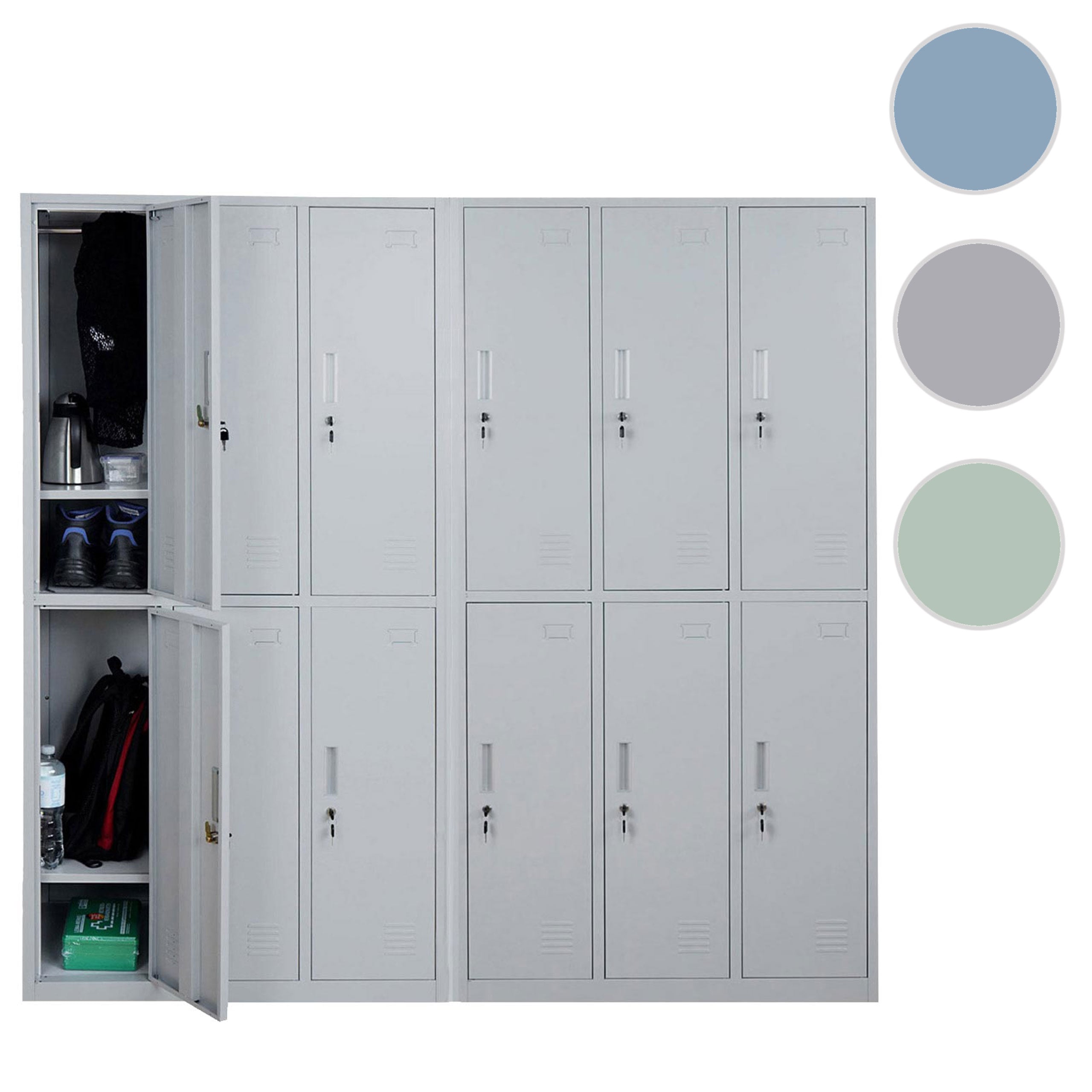 Schließfach Boston T829, Schließfachschrank Wertfachschrank Spind, Metall 12 Fächer ~ grau Image