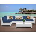 TK Classics Miami 6 Piece Sectional Seating Group w/ Cushions Synthetic Wicker/All - Weather Wicker/Wicker/Rattan in Blue | Outdoor Furniture | Wayfair