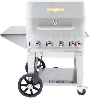 Crown Verity MCB-30-PKG Liquid Propane Portable Outdoor BBQ Grill / Charbroiler with Roll Dome, Outdoor Cover, Shelf, and Bun Rack