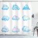 Harriet Bee Gretna Cartoon Fluffy Clouds Shower Curtain Set Polyester | 75 H x 69 W in | Wayfair HBEE1144 38714164