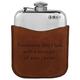 English Pewter Company 6oz Pewter Hip Flask with Luxury Brown Leather Pouch. Personalised with Free Engraving [PLF02]