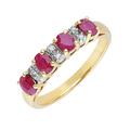 Ivy Gems 9ct Yellow Gold Ruby and Diamond Half Eternity Ring - Size R