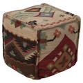 Wade Logan Kamelya Pouf Wool in Brown/Red | 18 H x 18 W x 18 D in | Wayfair Ottomans LNPK6524 38954022