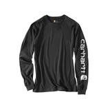 Carhartt Men's Loose Fit Heavyweight Long Sleeve Logo Sleeve Graphic T-Shirt, Black SKU - 810063