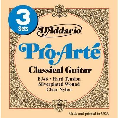 D'Addario Pro Arte EJ46 3 D Silver/Clear Hard Classical Guitar Strings