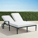 Carlisle Double Chaise Lounge with Cushions in Onyx Finish - Performance Rumor Snow - Frontgate