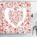 The Holiday Aisle® Valentines Day Paisley Floral Details w/ Leaves & Roses Single Shower Curtain Polyester | 84 H x 69 W in | Wayfair