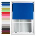 Furnished Roller Blinds Thermal Blackout Roller Blind - Trimmable Insulated UV Protection Child Safe Easy Fit Home Office Window Blinds, Blue, 180cm x 210cm