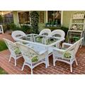 August Grove® Camacho 7 Piece Outdoor Dining Set w/ Cushion Glass/Plastic in White | Wayfair AGGR5872 39555302