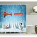 The Holiday Aisle® Christmas Santa Plane Snowman Single Shower Curtain Polyester | 75 H x 69 W in | Wayfair THLA2045 39394056