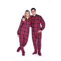 Big Feet Pyjama Co's Red and Black Plaid (Tartan) Adult Footed Pyjamas (101) (X-Small)