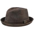 Stetson Radcliff Leather Player Men - Fedora hat with Lining, Trim Summer-Winter - L (58-59 cm) Brown