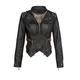 Rocking Cool Black Studded Punk Style PU Leather Slim Fit Moto Jacket – Size Large