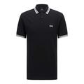 BOSS Mens Paddy Cotton-piqué Polo Shirt with Striped Collar and Cuffs Black