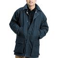 Countrywear Mens British Made Waxed Cotton Padded Quilted Jacket Branded Coat with Hood Outdoor Countryside Oiled Fishing Hunting Shooting Farming Riding Check Lining (Navy 4XL)