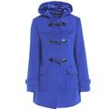 MyShoeStore Ladies Duffle Wool Coat Womens Trench Winter Casual Hooded Outerwear Vintage Warm Jacket Plus Sizes Overcoat(Royal Blue, 18)