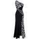 Angel-fashions Women's One Shoulder Evening Zebra Beading Dress, Black, XL