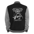 Ethno Designs - The Mother Road - Mens Hot Rod Varsity Jacket Old School Rockabilly Retro Style, navy / sports grey, size XXL