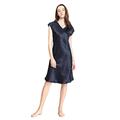 LilySilk Women's 100 Mulberry Silk Nightgown Long Short Sleeve Nightdress 22 Momme Pure Silk Navy Blue Size 16/L