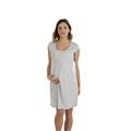 Premamy - Nightdress for Maternity, Bow Front Style, Two-Way Stretch Cotton, pre-Post-partum - Grey - III (S)