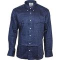 Relco Men's Multi Diamond Platinum Longsleeve Button Down 100% Satin Cotton Shirt Large Navy