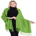 Green 100% Cashmere Shawl Pashmina Scarf Wrap Stole Hand Made in Nepal CJ Apparel NEW