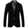 Mens Velvet Blazer Jacket Adults Smart Slim-Fit Blazers Coat (UK Medium(40" Chest), Black)