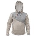 Gheri Cross Zip Natural Woolen Winter Festival Knitted Jumper Jacket Hoodie Silver Light Grey Mix Medium