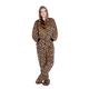 Big Feet Pjs Leopard Print Hoodie Plush Footed Pyjamas with Bum Flap (M)