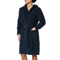 Tommy Hilfiger - Men's Icon Hooded Bathrobe - Blue - 100% Cotton Dressing Gown - Two Front Patch Pockets, Tie Wrap & Hood - Size S