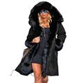 Roiii Women Winter Warm Thick Faux Fur Coat Hood Parka Long Jacket Size 8-20 (20,Black)