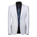 MOGU Mens Jacket with Single Button Lapel Blazer for Men Slim Fit Casual Size 42 (Label Asian Size 5XL) White