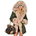 Roiii Women Winter Hooded Parka Casual Fur Coat Jacket Overcoat UK Plus Size 8-20 (16-18, Army Green)