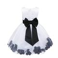 iEFiEL Girl Flower Petals Dress Formal Wedding Bridesmaid Party Christening Princess Dresses Black 10 Years