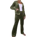 Women's Casual Velour Tracksuit Ladies Winter Warm Soft Curvy Sweatshirt Hoody and Joggers Two Piece Loungewear Set Khaki Green (XL)