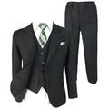 523 TCH-HNK65 Cocktail Italian Design All in One Boys Suits 6 Piece Formal Wedding Complete Set in Black Age 10 Years