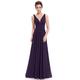 Ever-Pretty Women's Elegant V Neck Floor Length Summer Holiday Party Evening Dresses Dark Purple 8UK