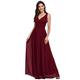 Ever-Pretty Women's Elegant Double V Sleeveless Long A Line Empire Waist Chiffon Bridesmaid Dresses Burgundy 18UK